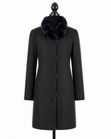 Archive & Vintage 35" Navy Dyed Sheared Coat with Chinchilla Collar /Reversible