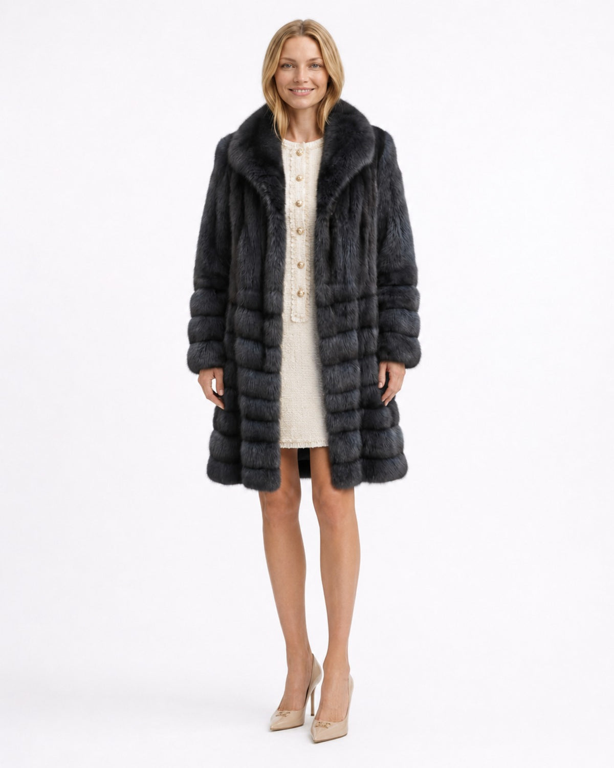 One-of-a-Kind 37" Denim Blue Dyed Sable Coat