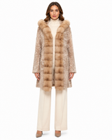 One-of-a-Kind 35" Natural Broadtail Lamb Coat with Golden Russian Sable