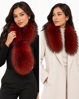 Maximilian 3.5 "x41" Red Dyed Finnish Raccoon Pull-Through Scarf