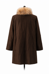 Archive & Vintage Reversible Brown Sheared Mink Coat with Crystal Fox Tuxedo-34"
