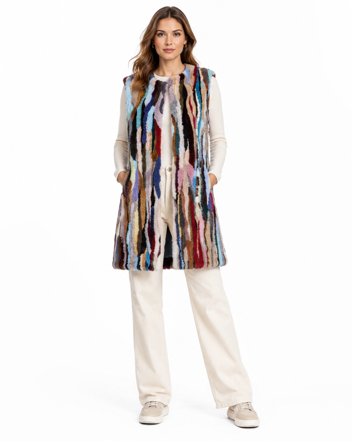 Maximilian 34" Multicolor Mink Section Vest