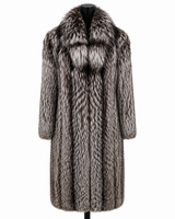 Archive & Vintage 50" Natural Silver Fox Coat with X-Cut Shawl Collar