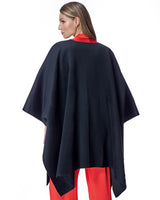 Julia & Stella by Maximilian Wool Blend Ruana with Plush Cashmere Goat Trim Cape- Maximilian