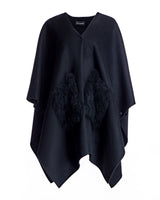 Julia & Stella by Maximilian Wool Blend Ruana with Plush Cashmere Goat Trim Cape- Maximilian