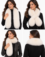 Maximilian 3.5"x41" Off White Dyed Finnish Raccoon Scarf