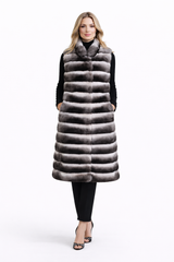 Natural Chinchilla Long Vest (Tunic) Horizontal Body-47"