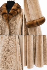 Archive & Vintage Beige Sheared Mink Coat with Sable Wing Collar