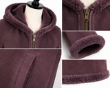 Archive & Vintage 33" Purple Rose Dyed Shearling Lamb Coat with Hood.