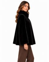 Maximilian 25" Black Sheared Mink Swing Jacket with Mink Stand Collar
