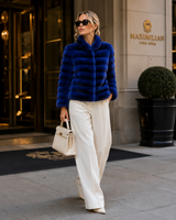 One-of-a-Kind 24" Blue Dyed Chinchilla Horizontal Jacket