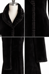 Archive & Vintage Black Dyed Sheared Mink Coat with Grooved Trim-35"