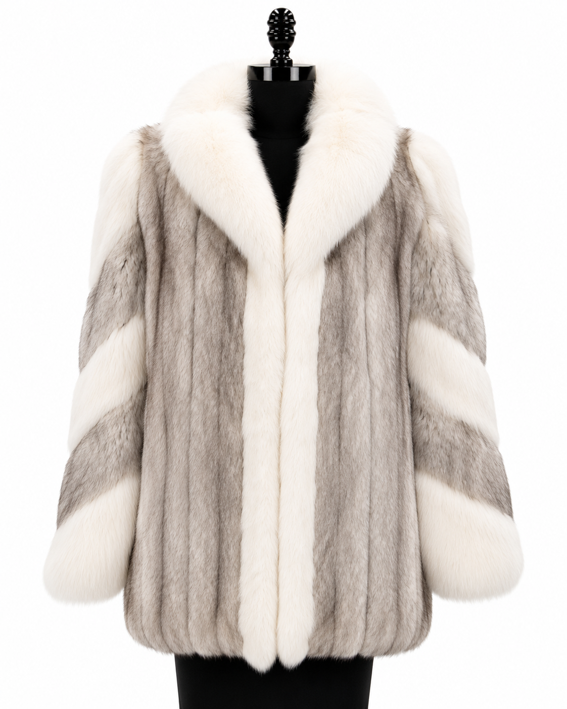 Archive & Vintage 29" Blue Fox Jacket with White Fox Collar Tuxedo