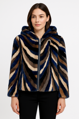 Reversible Dyed Mink Sections Hoodie Jacket