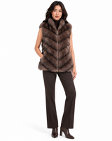 Maximilian One-of-a-Kind 29" Brown Cashmere & Russian Sable Convertible Jacket