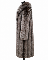 Archive & Vintage 50" Natural Silver Fox Coat with X-Cut Shawl Collar