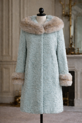 Archive Vintage Seafoam Dyed Broadtail Coat with Sable Trim- 38"