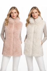 Luxury Cashmere Vest with Leather Side Panel- 28"