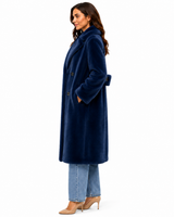 One-of-a-Kind 43" Deep Blue Notch Collar Coat with 1/2 Belt