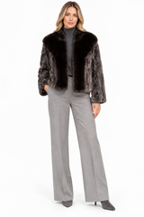 Maximilian One-of-a-Kind 24" Grey dyed Lamb & Mink Cardigan Jacket