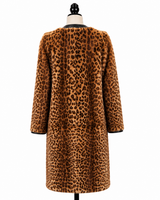Archive & Vintage Designer 40" Animal Print Coat with Leather Trim