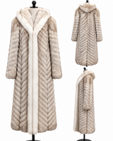 Archive & Vintage 47" Blue Fox Hooded Coat with White Fox Trim