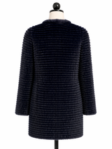 Archive & Vintage Navy Layered Mink Reversible to Rex Rabbit layer Collarless Jacket-  Maximilian