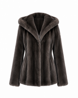 Maximilian One-of-a-Kind 32" Natural Blue Iris Mink Jacket with Hood