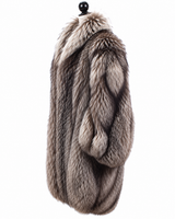 Archive & Vintage 37" Silver Fox Cocoon Coat with Blouson Sleeves
