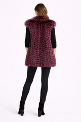 Magnolia Dyed Feathered Silver Fox Vest-32"