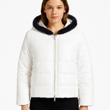 Dyed Mink Patchwork Jacket with Hood – Reversible to White Water Repellant Nylon