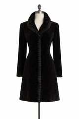 Archive & Vintage Black Dyed Sheared Mink Coat with Grooved Trim-35"