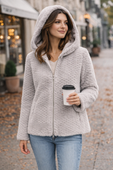 Sapphire Mink Hooded Jacket in Textured Finish | Maximilian