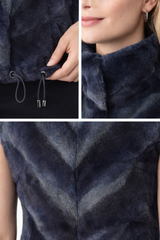 23" Blue-Dyed Sheared Coyote Patchwork Vest – Special Offer | Maximilian