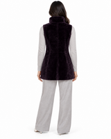 32" Eggplant Dyed Shearling Lamb Vest- Maximilian