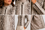Maximilian 20" Python Zip-Front Leather Jacket