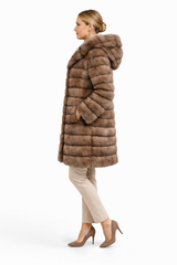37" Tortora-Dyed Sable Coat with Double Fur Hood