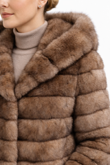 37" Tortora-Dyed Sable Coat with Double Fur Hood