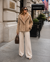 One-of-a-Kind 23" Caramel Dyed Swakara Lamb Jacket with Russian Sable Notch Collar