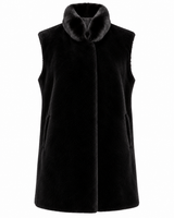 Maximilian 30" Black Sheared Mink Vest with Mink Stand Collar