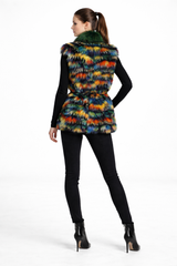 Multicolor Fox & Raccoon Fur Vest- 24"
