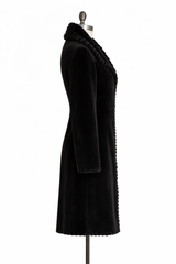 Archive & Vintage Black Dyed Sheared Mink Coat with Grooved Trim-35"