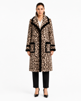 One-of-a-Kind 39" Animal Print Mink Coat with Black dyed Sheared Mink Trim