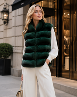 Maximilian 19" Green Dyed Horizontal Chinchilla Vest