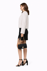 White Mink Jacket with Moder V Neck - 22"