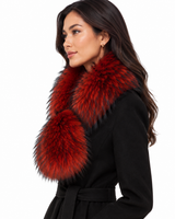 Maximilian 3.5 "x41" Red Dyed Finnish Raccoon Pull-Through Scarf