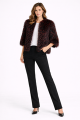 Claret Dyed Silver Fox Collarless Bolero- 22"
