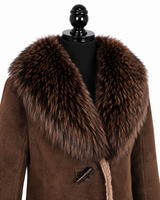 Archive & Vintage 35" Brown Antique Shearling Coat with Fox Collar