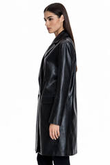 Maximilian Oversized Black Leather Blazer — Runway Edition