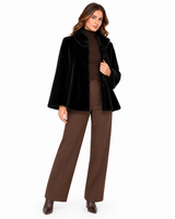 Maximilian 25" Black Sheared Mink Swing Jacket with Mink Stand Collar